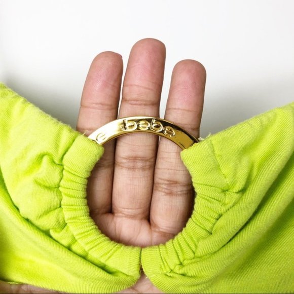 BEBE Bright Green Gold Beaded Maxi Tube Dress - Picture 3 of 8